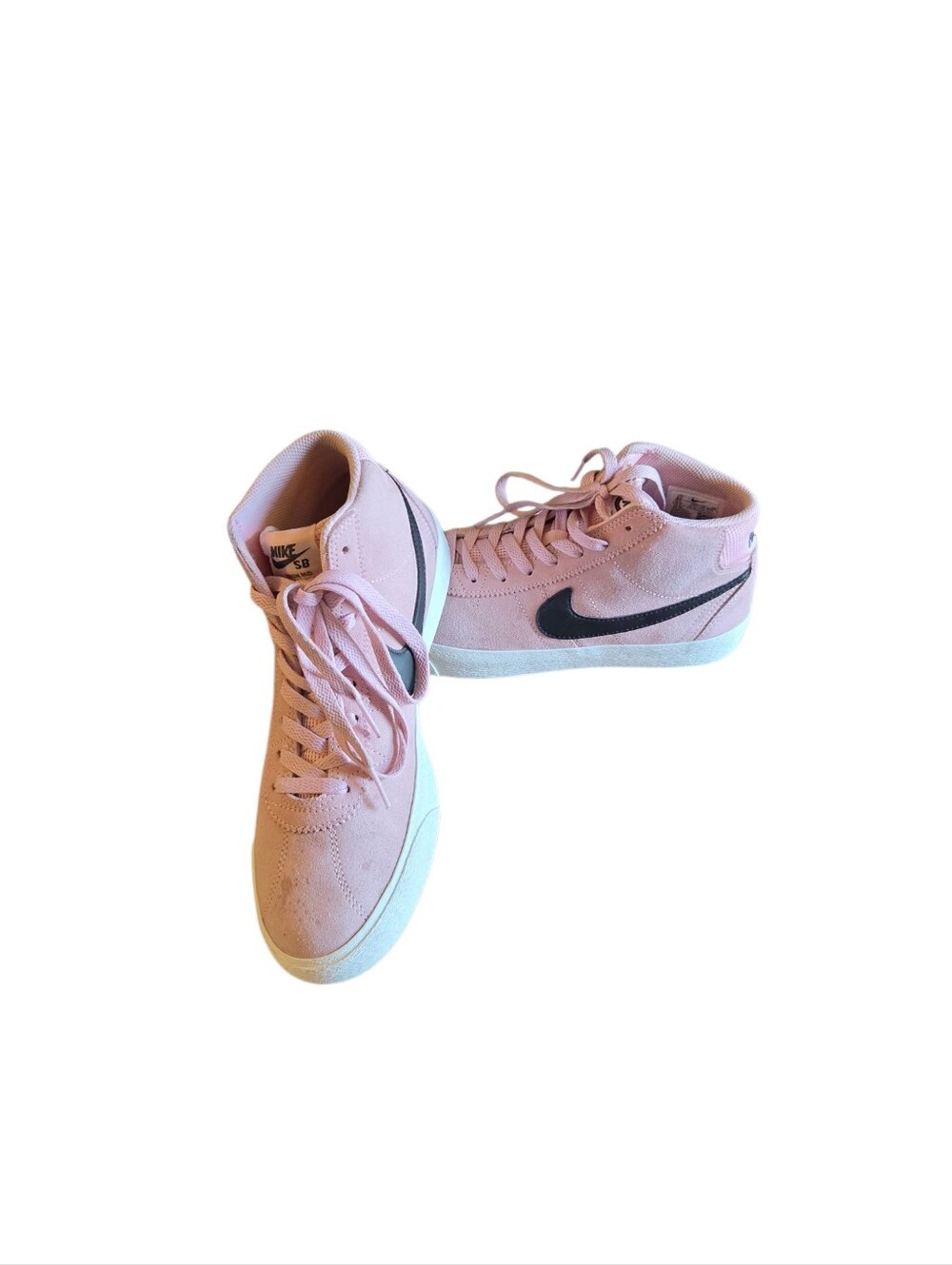 Nike Pink Mid-Top Suede Sneakers with Black Swoosh